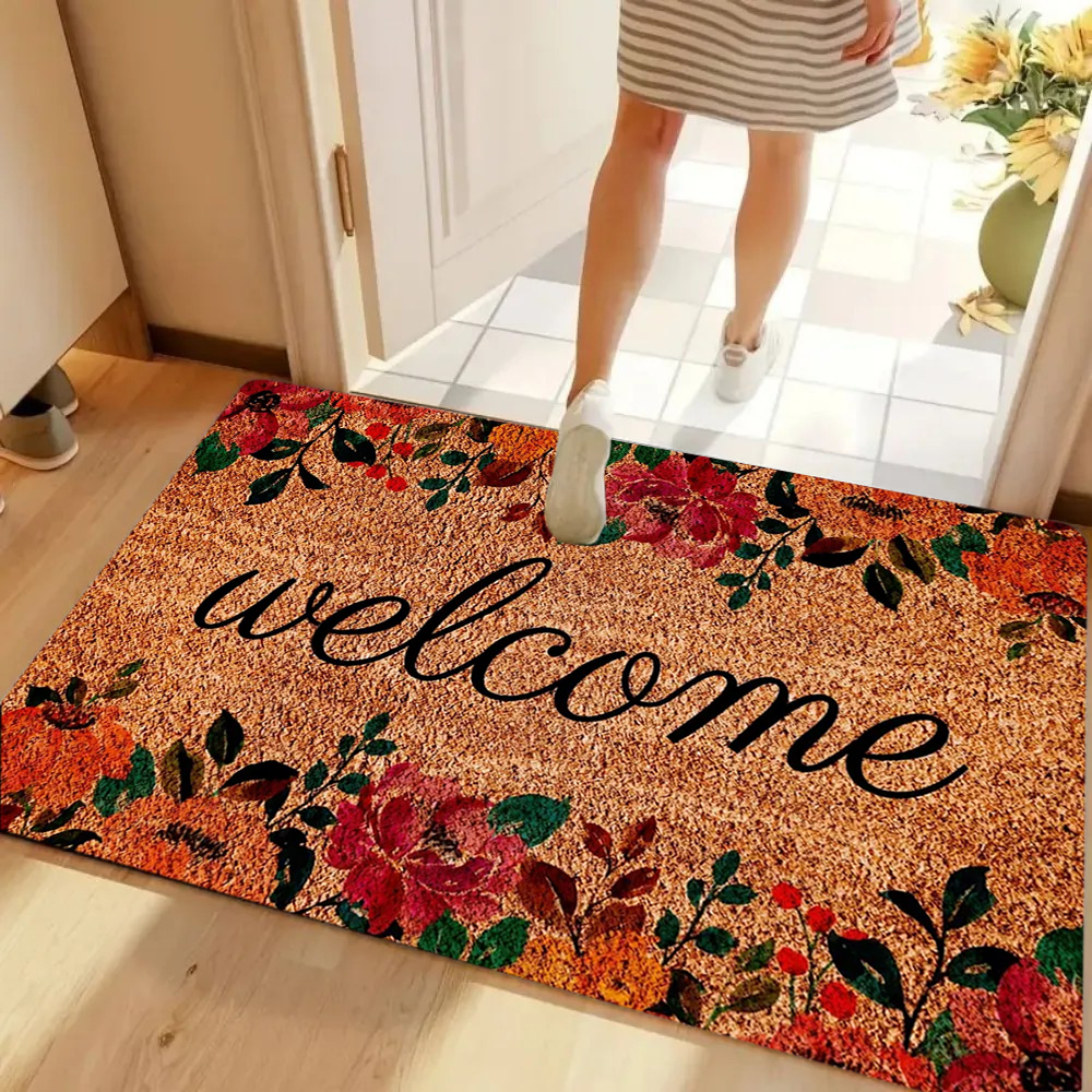 Welcome Retro Floral Doormat O - Maranta Prayer Plant 评论和价格